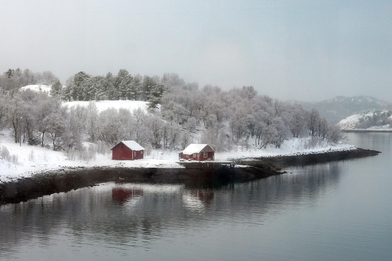 Patagonia argentina en invierno con casas cubiertas de nieve