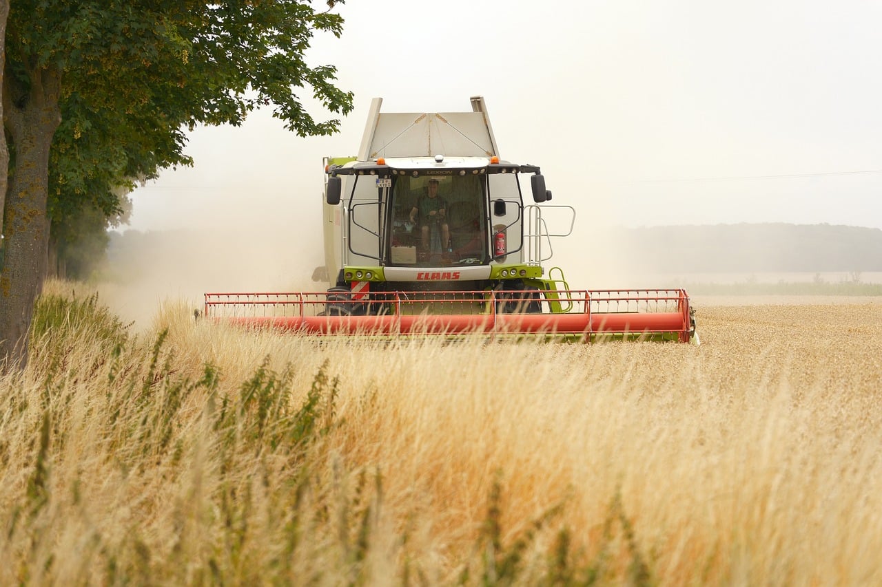Soybean field with modern agricultural technology
