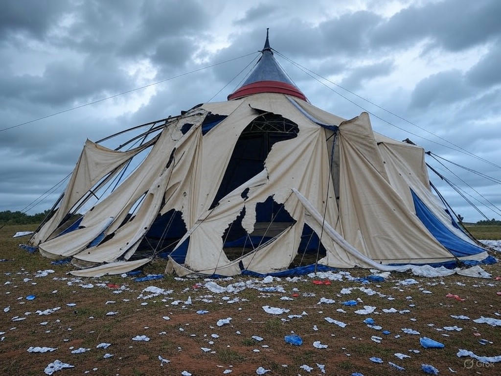Temporal en Santa Fe: Circo de Flavio Mendoza destruido, buscan operarios