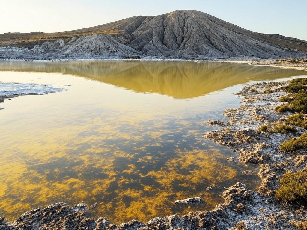 NASA revela impactante imagen de antiguo lago salado en volcán extinto