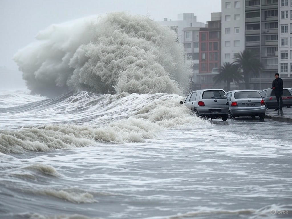 Mar del Plata: Fuerte sudestada causa destrozos y cortes de tránsito