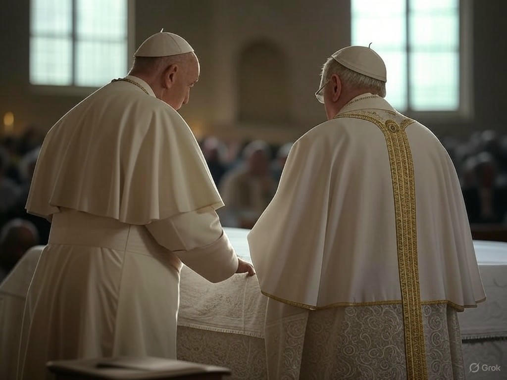 Inédita foto: Papa León XIV y Francisco juntos en misa