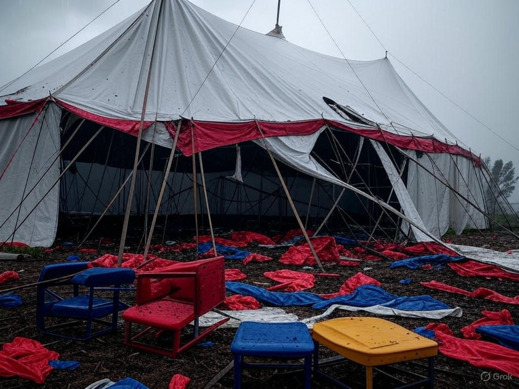 Tormenta en Santa Fe destruye la carpa del circo de Flavio Mendoza